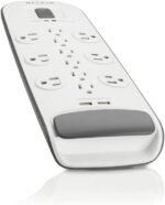 Outlet USB Power Strip Surge Protector, Flat Plug, 6ft Cord (3,996 Joules), White - Pack of 3 - Image 2