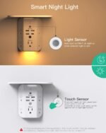 Shelf and Night Light,Surge Protector,USB Wall Charger with 5 AC Outlets and 3 USB Ports 1 USB - Image 3