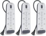Outlet USB Power Strip Surge Protector, Flat Plug, 6ft Cord (3,996 Joules), White - Pack of 3