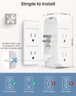 Shelf and Night Light,Surge Protector,USB Wall Charger with 5 AC Outlets and 3 USB Ports 1 USB - Image 2