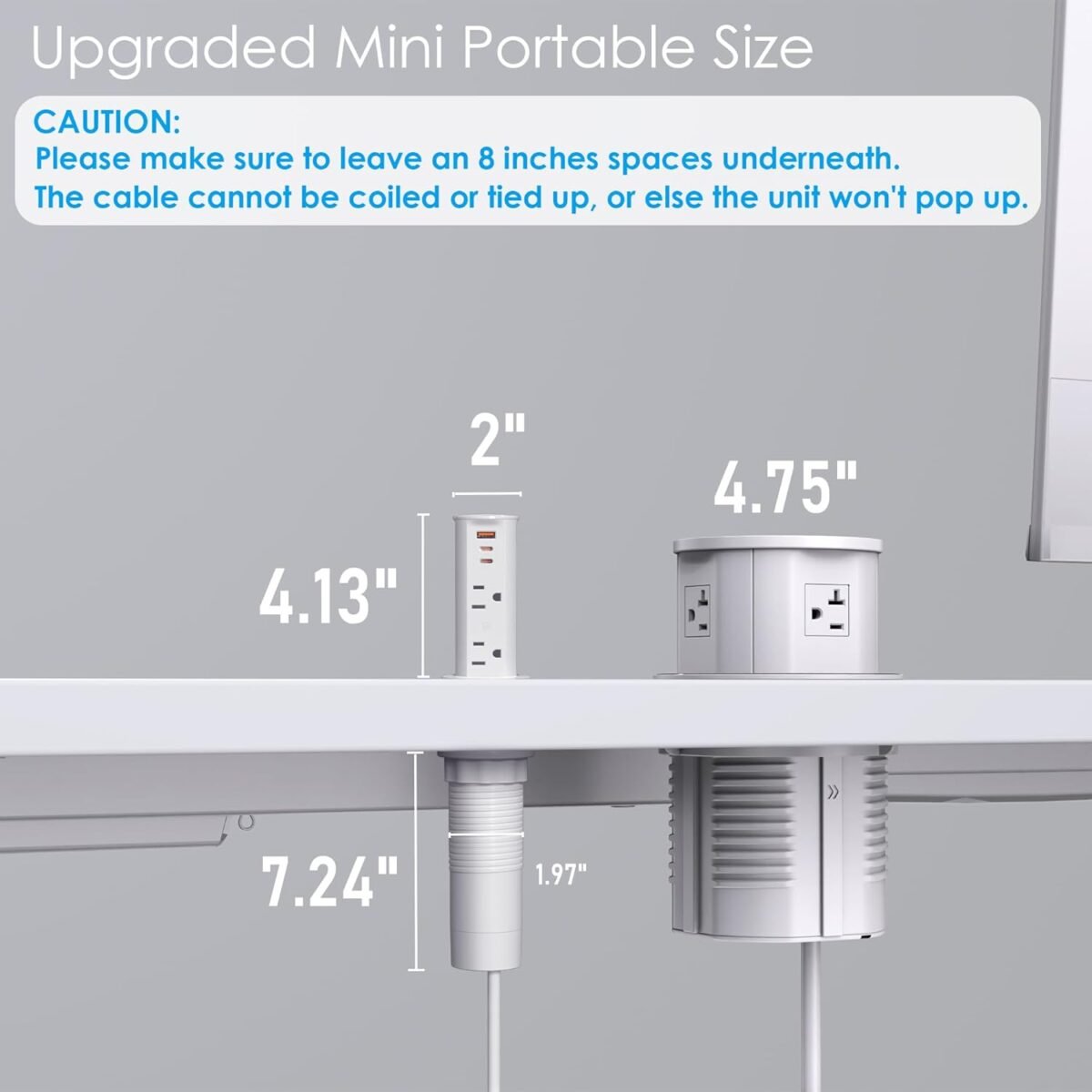 2 inch Space Saver Pop Up Outlet for Countertop with PD20W USB Ports,2 Outlets Tamper - Image 3