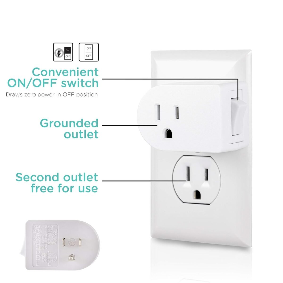 Cordinate Grounded Outlet On/Off Power Switch, 3 Prong - Image 4