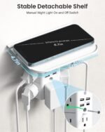 Shelf and Night Light,Surge Protector,USB Wall Charger with 5 AC Outlets and 3 USB Ports 1 USB - Image 5